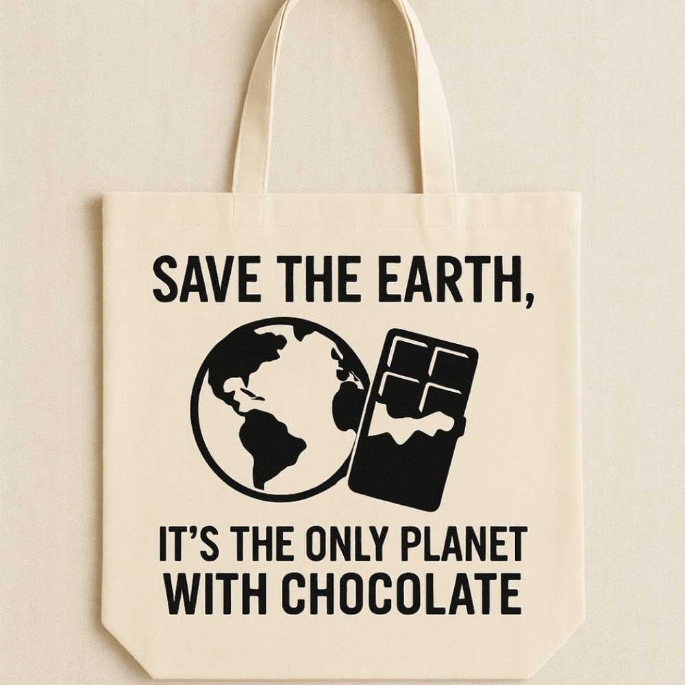 Save The Earth, It's The Only Planet With Chocolate Custom Canvas Tote Bag